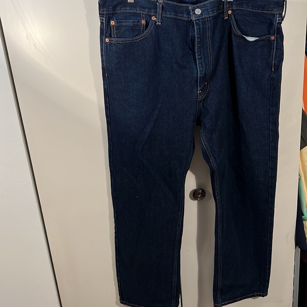 Levi 505 Jeans Size 42/30 Dark Blue Denim - Picture 6 of 7